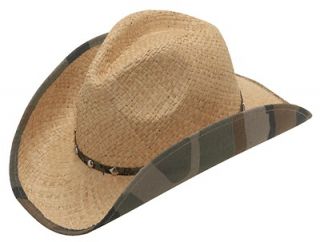 CRUSHABLE RAFFIA Straw ~ COWBOY HAT ~ Western w/ CAMO Camouflage Crush 