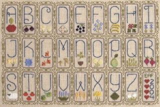 Friends Alphabet cross stitch chart by Elizabeths Designs