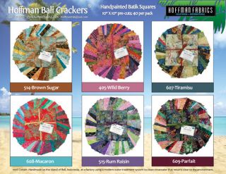 BALI CRACKERS Hoffman Fabrics Bali Pops # 5 40 10 X 10 Squares 
