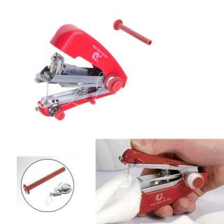 Red Mini Hand Held Handheld Portable Clothes Fabrics Sewing Machine