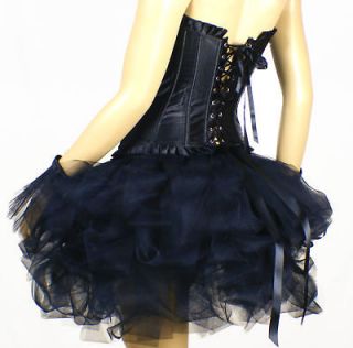 Black Longer TuTu Mini Skirt Mardi Gras Show Ball Burlesque Dress Up 