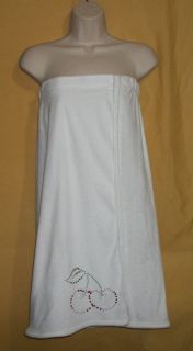   womens white terrycloth towel bath wrap velcro strapless top coverup