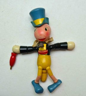 Vintage Walt Disneys JIMINY CRICKET Wood Jointed Doll by Ideal 1930s 