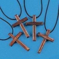 72 Wooden CROSS NECKLACES Religious Christian Jewelry 6 Dozen Wood 