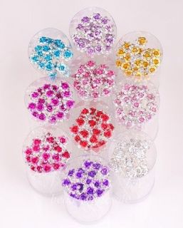 20pcs Mixed Shiny Crystal Rhinestone Flower Hair Pins For Party 