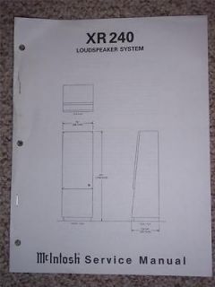 McIntosh Service Manual~XR240 Loudspeaker System~Speaker​s~Original 
