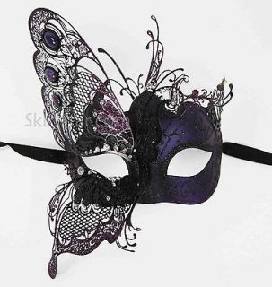 LASER CUT VENETIAN MASK masquerade rhinestone Purple ball fancy 