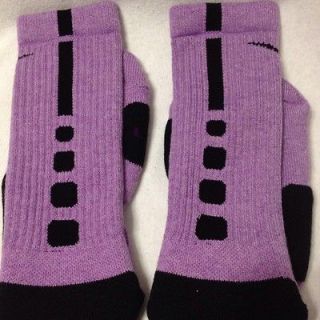 Custom Nike Elite Basketball Socks Purple with Black Stripes Large 