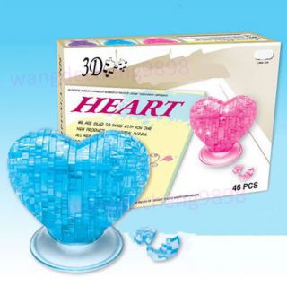 3D Crystal Puzzle Jigsaw Model DIY Love Heart IQ Toy Furnish Gift 