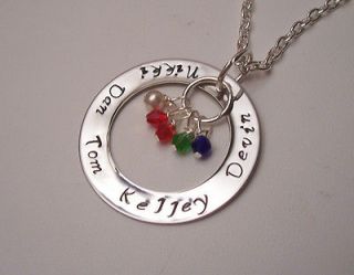 Custom Made Stamped Customized Mothers Birthstone Necklace