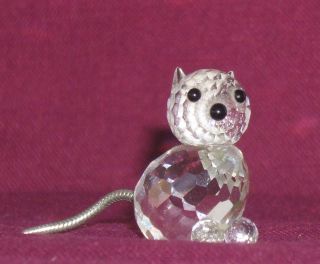 SWAROVSKI glass crystal mini cat figurine, 1 1/4 in., Block Logo 