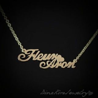 Any Personalized Jewelry Double Couples heart Initial Name Necklace 