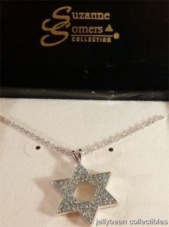 SUZANNE SOMERS Blue CZ STAR OF DAVID Sterling Silver Necklace In Box