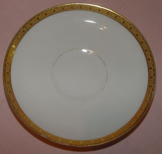 VICTORIA CZECHOSLOVAKIA CHINA 2 SAUCERS FOR CUPS GOLD ENCRUSTED BAND 