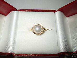Pearl & Diamond Ring 14K yellow gold $640 NWT