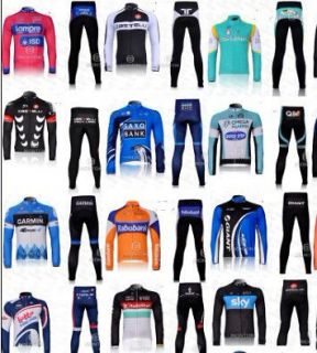 2012 team cycling team long sleeve bike wear Cycling jersey With pants 