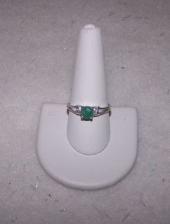 Avon .925 Sterling Silver Genuine Emerald Ring size 7 CZ accents L@@K