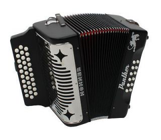 Hohner 3100GB Panther Diatonic Accordion GCF Black with Book and Cloth