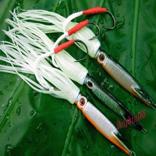 3XPACK Squid Octopus Jig Lures Bait Glow Skirts Hook Tackle 55g ZQ6
