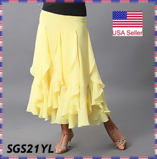 SGS21YL (S XL) New Women Ballroom Smooth Tango Flamenco Dance Skirt