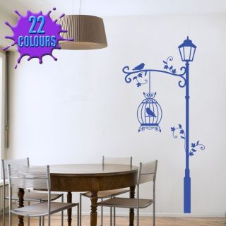 Decorative Lamppost & Birdcage   Wall Art Decal Sticker lounge bedroom