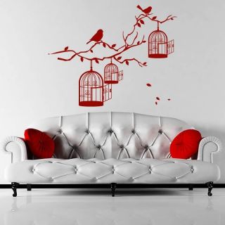 Bird Cages on Branch Wall Stickers / Wall Decals