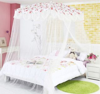   Bed Canopy Mosquito Net Red Flower Princess bedding fits twin / Queen