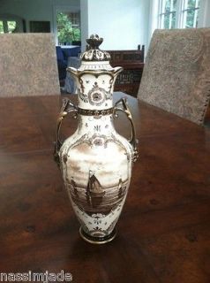 Rare* Gorgeous Royal Bonn German Delft Pottery Decanter/Lidded Vase 