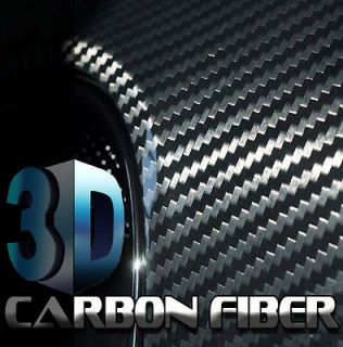 Roll 12 x 120 ( 1ft x 10ft ) 3D CARBON FIBER Black Vinyl Film Sheet