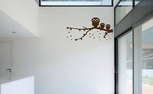 OWLS ON BRANCH DECORATIVE WALL STICKER DECAL CLASSROOM