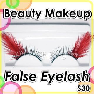 Newly listed Pair Red FEATHER Makeup EyeLashes Unique Drag Queen !!!