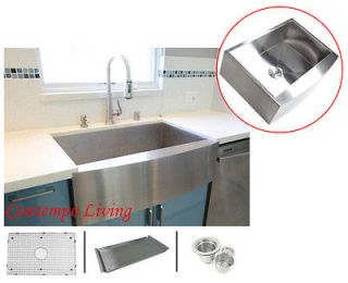 30 Stainless Steel Curve Apron Kitchen Farm Sink Combo