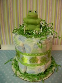 FROG mini diaper cake, baby shower decoration/centerpiece