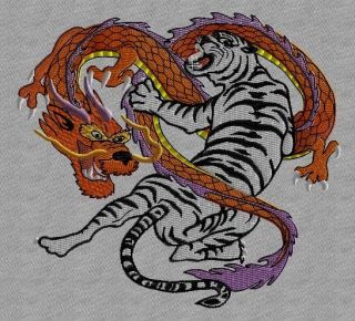 Dragon and Tiger Machine Embroidery Design