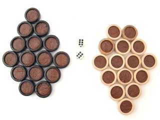 30 pcs New Wooden Backgammon CHIPS PIECES With 2 DICE