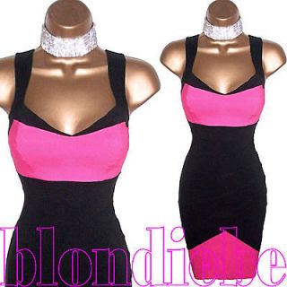 JANE NORMAN ♥SEXY♥ BLACK & PINK BODYCON DRESS ♥ UK 8