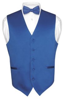 Mens ROYAL BLUE Dress Vest BOWTie Set for Suit or Tuxedo XL
