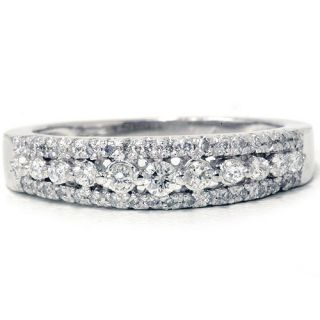 3CT Genuine Diamond Womens Anniversary Wedding Ring 14K White Gold 