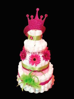 PINK PRINCESS DIAPER CAKE BABY SHOWER GIFT OR CENTERPIECE ITS 