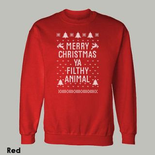MERRY CHRISTMAS YA FILTHY ANIMAL ~ SWEATSHIRT ugly sweater ALL SIZE 