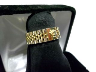 14K SOLID GOLD 2 Tone ROLEX Jubilee band Style RING CLASSY & SUPER 