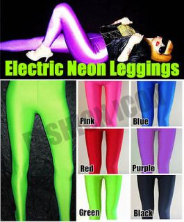 80s Disco Rave Green Opaque Glossy Shiny UV Lycra Spandex Leggings 