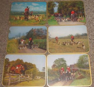  Hunt Hunting Photo Pictures 6 Piece Cork Backed Luncheon Placemat Set