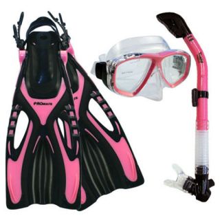 NEW Lady Dive Snorkeling Mask Dry Snorkel Fins Gear Set