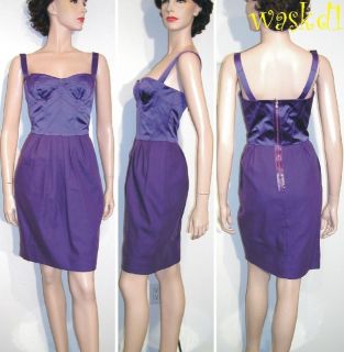 DOLCE & GABBANA purple 42 stitched Satin BUSTIER cotton skirt Dress 