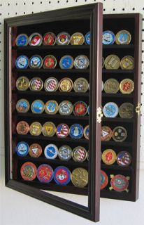 56 Military Challenge Coin Display Case Rack Wall Shadow Box Cabinet 