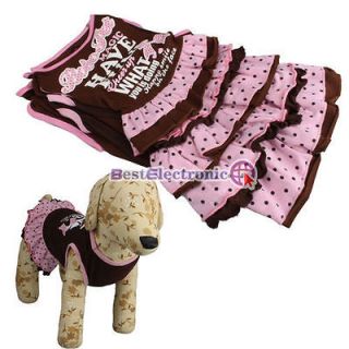 Pet Dog Apparel Clothes lovely Skirt Printed Dress cotton 5 SIZE 