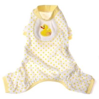 Dog Clothes Yellow Ducky Pajamas 1 to 15 pounds Jumpsuit velour coat 