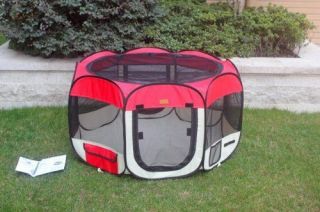 New Small Red Pet Dog Cat Tent Playpen Exercise Play Pen Soft Crate