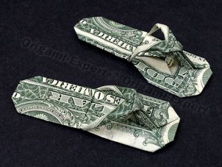 Dollar Bill Origami FLIP FLOP SANDALS Shoes Boots Made of Money 